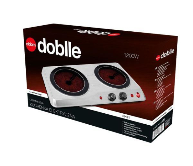 Eldom Kuchenka elektryczna PH21 Doblle 2000W dwupalnikowa inox ceramiczna - 325287 - zdjęcie 2